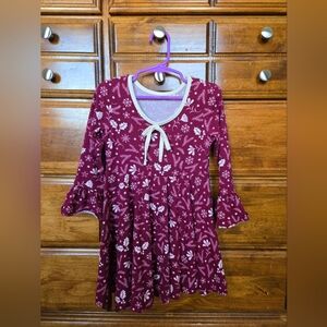 Eleanor Rose Knit Burgundy Floral Long Sleeve Dress